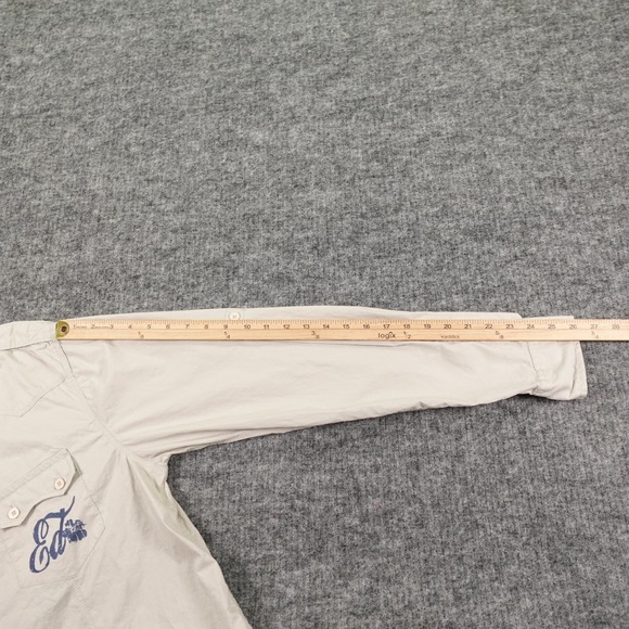 Ed Hardy Shirt Mens Large Beige Tattoo Graphic Love Kills Slowly Western Style - Picture 14 of 15